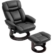 MODFU Fauteuil-Relaxfauteuil-Draaibaar-Liegefunctie-Kunstleer-Zwart