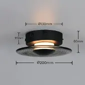 TRIO Wandlamp Sirena, dimbaar, zwart, Woon-/ Eetkamer, metaal, wandlamp