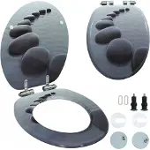 vidaXL Toiletbril met soft-close deksel stenen MDF