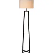 Atmooz Potsdam vloerlamp – E27 – Geschikt voor de woonkamer – Tafel-/vloerlamp – Industriële vloerlamp – Zwart – Met witte lampenkap – Metaal – Hoogte 168 cm