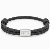 Yehwang Touw Armband met Namen of Initialen Zilver, Grijs