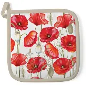 Ambiente Pannenlap Poppy all over white - - 20x20 cm