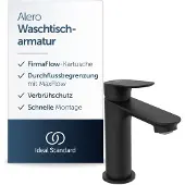 Ideal standard Alero wastafelkraan, push-open afvoer, waterbesparend – Matzwart