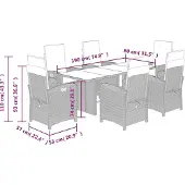 vidaXL 7-delige Tuinset met kussens poly rattan zwart