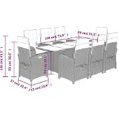 vidaXL 9-delige Tuinset poly rattan zwart