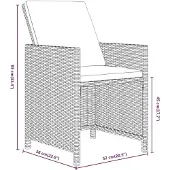 vidaXL 19-delige tuinset met kussens, gemaakt van polyrotan, kleur beige