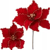 Martom Grote Kerstster Poinsettia op Pkker - Rode Fluweel met Goud