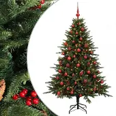 vidaXL Kunstkerstboom met kerstbal 120 cm 150 LED's Warmwit