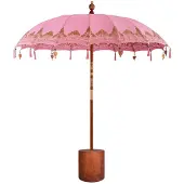 vidaXL Balinese parasol met basis Roze en Bruin Ø 210-220 cm