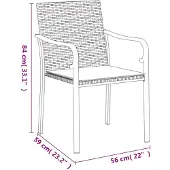 vidaXL Tuinstoelen 2 st met kussens 56x59x84 cm poly rattan zwart