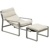 Hespéride Relaxfauteuil voor in de tuin met poef van aluminium LAMBINIO
