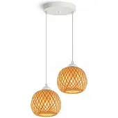 Luxolar Merلوze Bamboe Hanglamp Boho Wit E27 - Stijlvolle Verlichting
