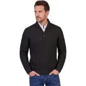 Vanguard Trui 'Pullover in a wool blend with half-zip' zwart