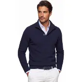 Gentiluomo half zip trui donkerblauw met knopen