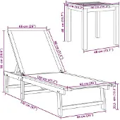 vidaXL Ligbedden 2 st met tafel massief acaciahout en textileen grijs