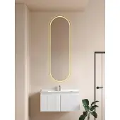 Saniclass Shine spiegelkast – ovaal – 45x140x14 cm – indirecte LED rondom – spiegelverwarming – Zwart
