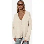 Viorna Geribbelde V-hals Knopen Cardigan