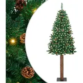 vidaXL - Slanke - Kerstboom - Groen - 180 - cm - PVC - en - massief - dennenhout