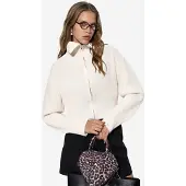 Viorna Dames Korte Geribbelde Rits Cardigan