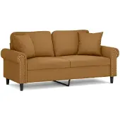 vidaXL Tweezitsbank met sierkussens 140 cm fluweel bruin