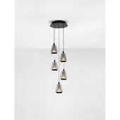 Nova Luce Design hanglamp Alish 5-lichts smoke glas