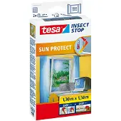 TESA INSECT STOP 2-in-1 Sun Protect and Fly Screen Premium for Windows - hor met zonbescherming, zonder boren, antraciet-metallic - 130 x 150 cm