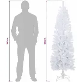 vidaXL Kunstmatige slanke kerstboom 180 cm PVC en Staal Wit