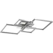 Briloner LED-plafondlamp Frame, dimbaar, chroom / zilver, Woon-/ Eetkamer, metaal, Modern, LED plafondlamp