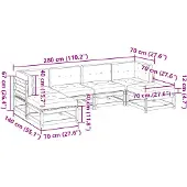 vidaXL 6-delige Loungeset met kussens massief grenenhout wasbruin