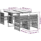 vidaXL 5-delige Tuinset met kussens poly rattan lichtgrijs