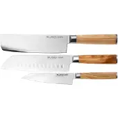 Couteaux de cuisine Eden Sugoi Olive 3-delige messenset santoku, nakiri en universeelmes