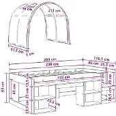 vidaXL Jeugdbed Frame Hoog met Opbergruimte 3 st Sonoma eiken en rood
