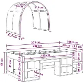 vidaXL Bed met tunnel, 3 stuks, Sonoma eikenhout en zwart houtvezel