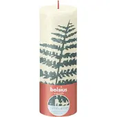 Bolsius Rustiek printed stompkaars 190/68 soft pearl fern
