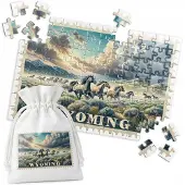 WORLD CASE Traditionele Puzzel: Wyoming Paarden Woestijn - 96 Stukjes