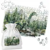 WORLD CASE Puzzel Dinosaurus Natuur 252 Stukjes - Acquerel Stijl