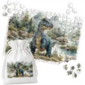 WORLD CASE Merkloos 252-delige Puzzel: Rivier, Dinosaurus, Bergen & Bos