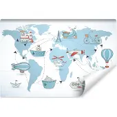 Karo-art 312cm X 219cm - Fotobehang - Reizen rond de wereld, Kinderkamer, premium print, inclusief behanglijm