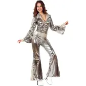 Vegaoo - Glinsterend zilverkleurige disco outfit voor vrouwen