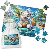 WORLD CASE Merkloos Puzzel 70 Stukjes - Tropische Strandbeer