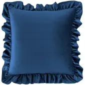 Fitizzio Decoratieve kussensloop met ruche, 40x40 cm, fluweel, marineblauw