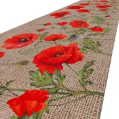ANRO Keukenloper Klaprozen Bruin 100x52cm – Antislip Gangloper Tapijtloper 3 mm Laagpolig