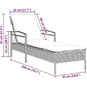 vidaXL Zonnebed met kussen, zwart, 63x200x81 cm, polyrotan