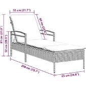 vidaXL Ligbed met kussen 63x200x81 cm poly rattan beige