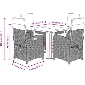 vidaXL 5-delige Tuinset met kussens poly rattan zwart