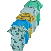 Next Rompertje/body blauw / mosterd / groen