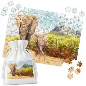 WORLD CASE Traditionele Puzzel: Twee Olifanten in Natuurlandschap - 192 Stukjes