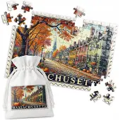WORLD CASE 96-delige Puzzel: USA Postzegel Massachusetts