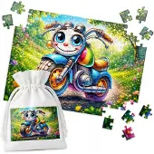 WORLD CASE Houten Puzzel Motor Vrolijk Gezicht - 120 Stukjes