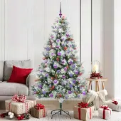 vidaXL Kunstkerstboom Groen en wit 180 cm PVC en Metaal en Plastic